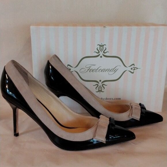 Footcandy Taupe and Black Heels - Picture 2 of 11